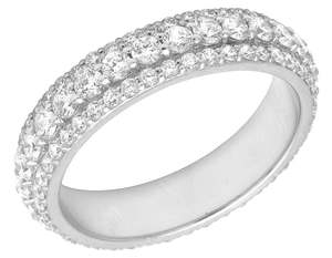 Bague Éternité en Moissanite Diamant Prix de Gros Usine - Bague en Or 14 carats à 3 Rangs avec Diamants Ronds Brillants - Product Image 2