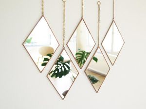 Customized Shape Hanging Wall <b>Mirror</b> with Metal Border Wall Hanging <b>Mirror</b> | Decorative GoldenBorder <b>Mirror</b> With Chain - Product Image 5