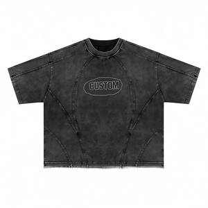 T-shirts surdimensionnés de style streetwear pour hommes, personnalisés, de haute qualité, en coton 100% lourd (220g), coupe ample, effet délavé à l'acide - Product Image 1