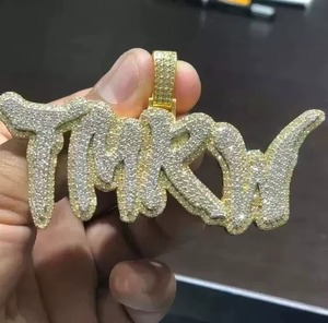 สร้อยคอจี้ตัวอักษร Trkw ชุบทอง 14k ประดับคริสตัลและเพชรเทียม สไตล์ฮิปฮอป สำหรับทุกเพศ ใส่ได้ทุกวัน - Product Image 2