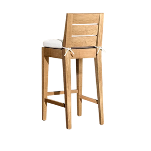 Premium Outdoor Bar <b>Stool</b> Solid Teak Slatted Backrest Cushioned Seat Weatherproof Modern Design Resort Hotel Furniture - Product Image 4