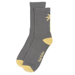 Rug Riders Chaussettes d'été respirantes en tricot pour hommes, couleur unie, avec motif feuille de palmier, paire violette et grise - Product Image 3