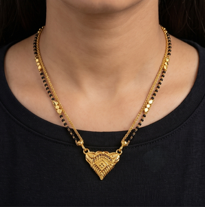 DIVYOORGold Plated <b>Beaded</b> <b>Necklace</b> with Pyramid Pendant Classic Ethnic Style Women's Wedding Jewelry Alloy Chain - Product Image 3