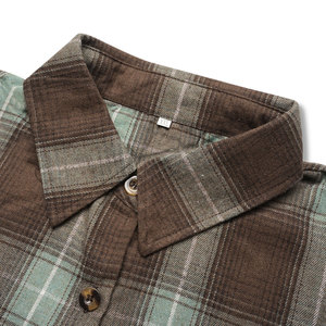 Chemisier à carreaux long pour femme, style vintage, tissé, à manches longues, boutonné, coupe ample, style boyfriend, vente en gros - Product Image 5