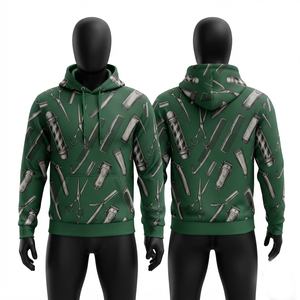 Sudadera con Capucha de Felpa de Algodón y Poliéster de Primera Calidad, 220-260 GSM, con Bolsillo, Panel en Contraste Blanco y Negro, Logotipo Personalizado, Sublimación DTF - Product Image 3