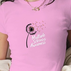 Camiseta corta de punto con estampado ajustado para mujer, estilo Y2K, con diseño de diente de león, para concienciar sobre la esclerosis múltiple - Product Image 2