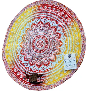 Toalha de praia Mandala Round Tie Dye Decor Wall Hanging Toalha de praia Pom Pom Lace Tapestry 100% Microfibra Sand Free Beach Towel