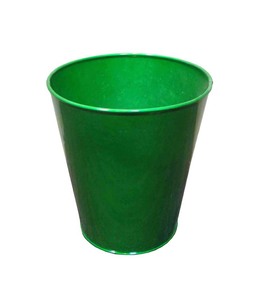 Seau de rangement cylindrique en métal vert avec motif géométrique, pour une utilisation décorative en extérieur dans le jardin - Product Image 3