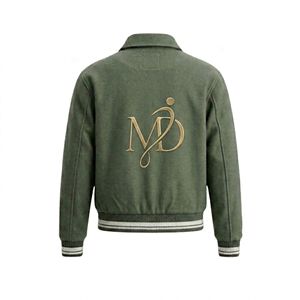 Vintage Style Custom Embroidery Varsity Bomber Jacket Retro Cotton Men Breathable Eco-Friendly Winter Streetwear Fashion <b>Coat</b> - Product Image 2