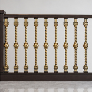 Helical Brass <b>Railing</b> Handrail Balustrade with Twisted Shafts and Spherical Accents for Luxury Hotels Villas and Staircases - Product Image 3