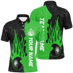 Good Quality Short Sleeves <b>Bowling</b> Polo Shirts Plus Size 100% Polyester Unisex Polo Shirts Custom Team Name - Product Image 4