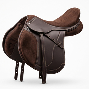 FAB International English Dressage Saddle Plastic Tree Nickel-Plated Brass Hardware Brown Color Comfortable Durable Model - Product Image 1
