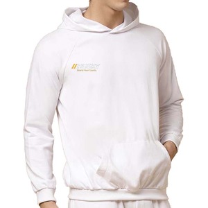 Chándal con Capucha Blanco para Hombre, Estilo Informal, Color Sólido, con Bolsillos Laterales, Transpirable, 100% Algodón, Estilo Otoñal - Product Image 3
