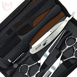 Professional Hairdressing Scissors <b>Set</b> Stainless Steel 6.0 Inch Matte Black <b>Barber</b> Salon Tools with Combs and Case - Product Image 4