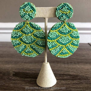 ต่างหูทำมือลายดอกโบฮีเมียนประดับลูกปัด งานปักลูกปัดเม็ดเล็ก ดีไซน์เก๋ สำหรับทุกเพศ รับสั่งทำ ขายส่ง - Product Image 5