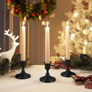 Candle Holder <b>Black</b> Set of 2 Candle Holders Taper <b>Candlestick</b> Holder <b>Black</b> Metal Vintage for Halloween ,Christmas, And Wedding - Product Image 2