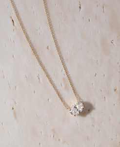 Collar con colgante de diamante de laboratorio de corte ovalado de lujo, cadena solitaria de oro macizo, joyería al por mayor - Product Image 2