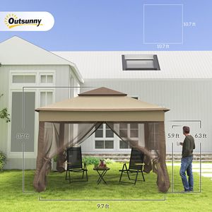 Gazebo Pop-up 11x11 per Esterni a 2 Livelli con Tetto Morbido, Rete Rimovibile con Cerniera e Ampia Borsa Portaoggetti Inclusa - Product Image 3