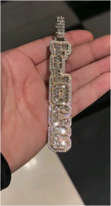 Colgante vertical con nombre de moissanita VVS que pasa la prueba del diamante, joyería personalizada de plata 925 con letras de moissanita engastadas. - Product Image 5