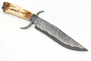 Couteau de chasse en cuivre forgé à la main, lame fixe à pointe tombante, manche en os, fournisseur OEM pour l'extérieur - Product Image 2