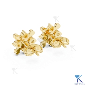Lab Grown Diamond Geometric Cross <b>Stud</b> Earrings 14K 18K Solid Gold 5 Stone Cluster Fine Women Jewelry Bridal Anniversary Gift - Product Image 5