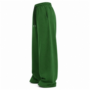 Pantalon de jogging ample décontracté pour femme en molleton doux mélangé coton avec cordon de serrage à la taille et poches - Product Image 3