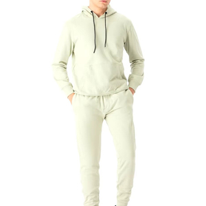 Lightweight low MOQ Men Breathable Fleece Hoodie Sweatpants 2-Piece Set <b>Polyester</b>/Cotton Plus Size Custom Logo <b>Jogger</b> Tracksuit - Product Image 1