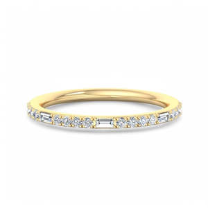 Lab Grown Diamond Baguette Round Band <b>Thin</b> Diamond <b>Ring</b> 14K 18K Gold Stackable Wedding Band Minimal Eternity <b>Ring</b> - Product Image 1