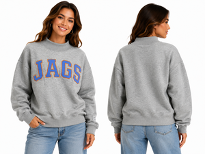 Sweat-shirt surdimensionné à col roulé pour femme, à manches longues, personnalisé, en tissu épais, avec broderie en patch - Product Image 1