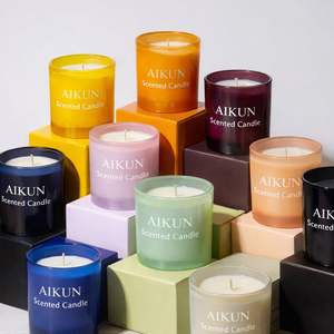 Aikun Fragrant Bergamot <b>Scented</b> <b>Candle</b> Clean Burning Glass Jar <b>Candles</b> Custom Labels,Colored <b>Candles</b> for Household, Commercial - Product Image 1