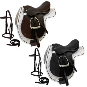 Silla de Montar de Doma Clásica de Cuero y Madera de Primera Calidad |   Silla de montar ecuestre inglesa |   Herrajes niquelados Softy Seat - Product Image 1