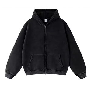 Vente en gros de sweat-shirts unisexes à capuche surdimensionnés en molleton 100% coton brodé décontracté d'hiver avec fermeture éclair de haute qualité pour femmes - Product Image 1