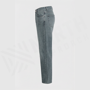 Jean en denim délavé coupe droite pour homme, taille haute, coupe régulière, en coton, style décontracté, pantalon d'automne - Product Image 3