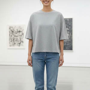 T-shirt pour femme style urbain, coupe classique, 100% coton tricoté, séchage rapide, léger, confortable, moderne, décontracté, été - Product Image 3