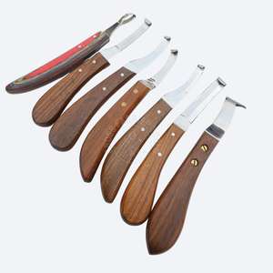 Ensemble de couteaux de fermeur à manche en bois avec crochet de suspension amovible, couteau à abcess arc-en-ciel, lame double face, lame étroite, lame en D - Product Image 6