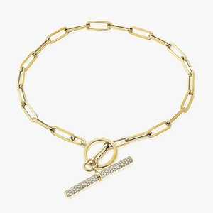 Diamond Toggle Paperclip Chain Link <b>Bracelets</b> Wholesale Paperclip Chain 10K 14K 18K <b>Solid</b> Gold Minimalist <b>Bracelet</b> Factory Price - Product Image 1