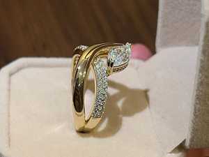 Anillo de lujo con dos bandas cruzadas y diamante marquise de 1.02 CT cultivado en laboratorio para mujer, oro sólido de 14K, joyería para boda o fiesta para novias. - Product Image 4