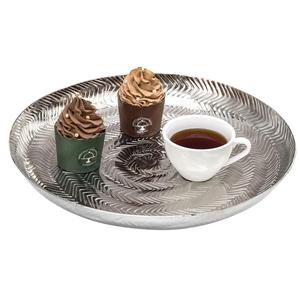 Plato Decorativo de Metal Plateado de Diseño Moderno y Lujoso para Mesa de Comedor y Centro de Mesa, Hecho en India a Precio de Mayoreo - Product Image 1