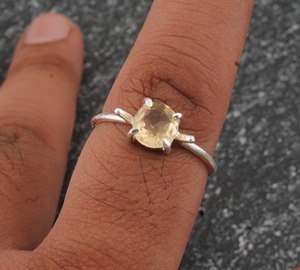 Bague en argent sterling 925 avec sertissage en bézel, citrine, faite à la main, large bande, idée cadeau pour mariage, fête, style vintage unisexe - Product Image 5