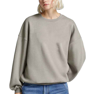 Customized Made Regular Fit Solid Cotton Fleece Women's <b>Sweatshirt</b> <b>Long</b> Sleeve Oversized O Neck Women's <b>Sweatshirt</b> - Product Image 1