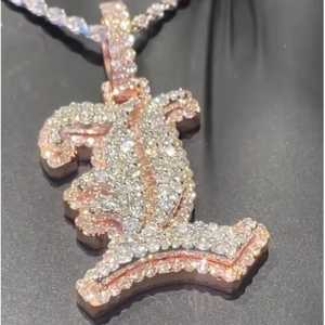 Pendentif Lettre en Argent Sterling 925 avec Moissanite VVS GRA Bling Hip Hop, Testeur de Diamant Inclus, Vente Directe Usine, pour Hommes, Idéal Soirées - Product Image 1