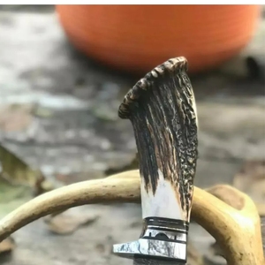 Cuchillo Bowie de Acero de Damasco Hecho a Mano con Hoja Recta y Punta Clip, Mango de Cuerno Fijo, para Supervivencia al Aire Libre y Camping, OEM ODM Venta al por Mayor - Product Image 3
