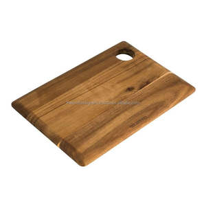 Grande planche à découper en bois de qualité extra ordinaire et bloc de coupe d'ustensiles de cuisine en bois d'acacia véritable pour la présentation du comptoir - Product Image 3