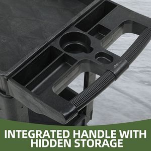 Carrello di Servizio Robusto con Capacità di 250 Kg, 40 x 17 Pollici, in Plastica con 2 Ripiani, Nero - Product Image 5