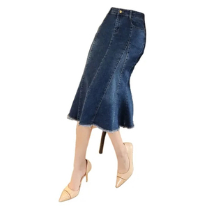 Jupe longue en jean taille haute pour femme, style décontracté et élégant, 100 % coton, fabriquée au Pakistan, service OEM disponible - Product Image 3