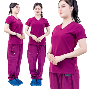 Top médico uniformes conjuntos Hospital enfermería Jogger pantalones hombres mujeres transpirable de talla grande tela suave diseño personalizado - Product Image 3