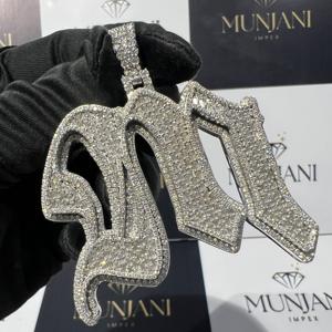 Colgante de Plata S925 con Letra Personalizada, Joyería Hip Hop, Diamantes Moissanite VVS Certificados IGI, para Hombre - Product Image 2