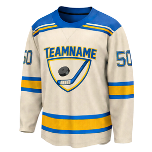 Maillot de hockey sur glace bleu neutre à manches longues, respirant, uniforme d'équipe athlétique, entraînement pour adultes, performance sportive - Product Image 2