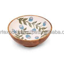 ชามเสิร์ฟสลัดทรงกลมชามไม้เนื้อแข็งสำหรับตกแต่งบ้านจากผู้ผลิตอินเดียดีไซน์เฉพาะ - Product Image 4