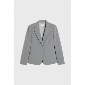 Chemise-veste formelle pour homme en mélange de laine et de polyester gris, coupe ajustée, boutonnage simple, col rabattu, manches classiques, pour l'automne - Product Image 1